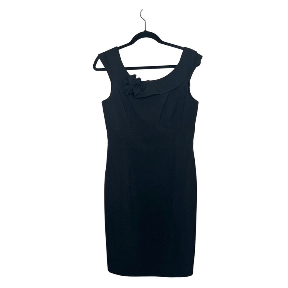 Calvin Klein Little Black Dress Sleeveless Flower Decal Size 10